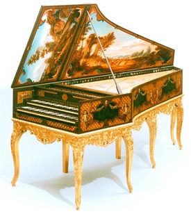 Hemsch double-manual harpsichord, close decorative copy (Sheridan Germann)